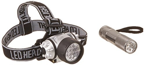 LED Headlamp, Adjustable Headband and Flashlight Set, Battery Operated 48 Lumen LED Bulbs, for Camping, Running, Hiking, and Emergency by Stalwart