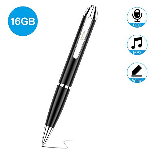 Digital Voice Recorder, 192kbps 16GB Voice Activated Recorder Device with Playback for Lectures/Meetings/Class/Speech USB Charge MP3 Black