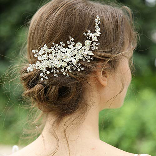 AW BRIDAL Wedding Hair Clip Bridal Hair Comb Rhinestones Wedding Hair Accessories for Brides Flower Girl Opal Bridal Hair Pieces ?Sliver? AW BRIDAL Wedding Hair Clip Bridal Hair Comb Rhinestones Wedding Hair Accessories for Brides Flower Girl Opal Bridal Hair Pieces ?Sliver?