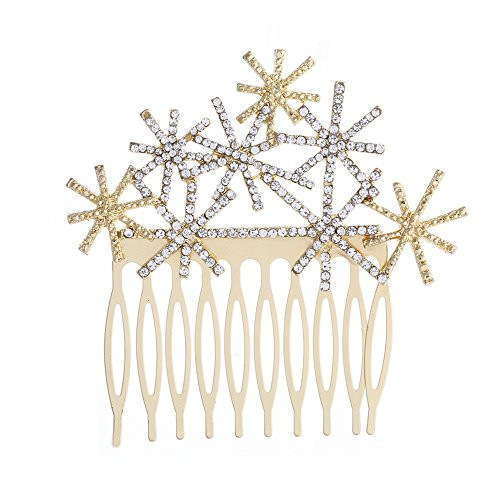 FXmimior Hair Comb Hair Accessories Wedding Headpiece Crystal Snowflake Rhinestone for Bridal Bridesmaid Women (GOLD) FXmimior Hair Comb Hair Accessories Wedding Headpiece Crystal Snowflake Rhinestone for Bridal Bridesmaid Women (GOLD)