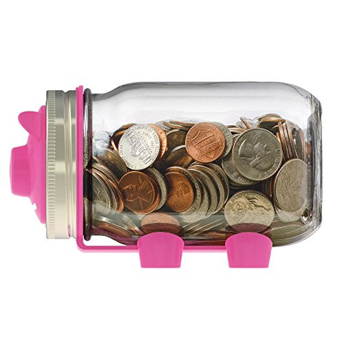 Jarware 82600 Piggy Bank Lid for Regular Mouth Mason Jars, Pink