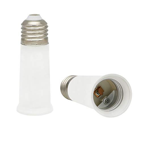 CliCli E26 Medium Base Light Bulb Socket Extender (Extension: 6.5CM/2.56 Inch), E26 to E26 Standard Medium Screw Lamp Socket Adapter, Max 200W and 165? Heat-resistant E26 Extension Adapter (2-Pack?
