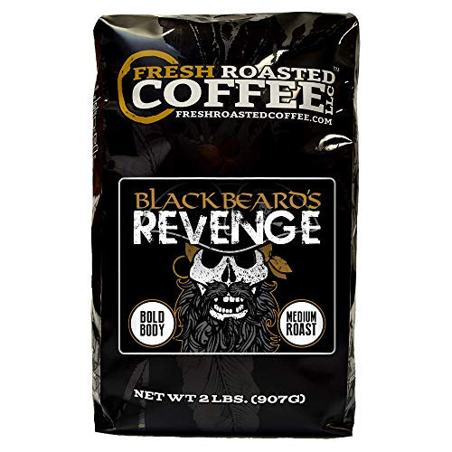 Fresh Roasted Coffee LLC, Blackbeards Revenge Coffee, Artisan Blend, Medium Roast, Bold Body, Whole Bean, 2 Pound Bag