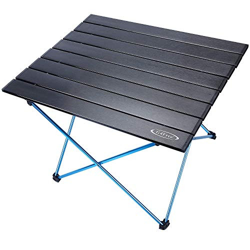 G4Free Portable Camping Table with Aluminum Table Top and Carrying Bag, Folding Ultralight Camp Table in a Bag for Picnic, Camp, Beach, Boat, Cooking, BBQ, Home Use, Easy to Clean (Black Small)
