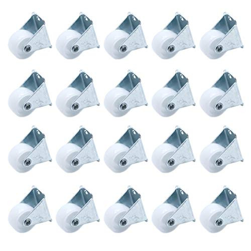 Sscon 20pcs 1 Inch Fixed Caster Wheels Plastic Single Wheel Rigid Top Plate Non-Swivel Casters Wheel