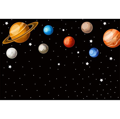 DORCEV 7x5ft Cartoon Planet Boys Baby Shower Backdrop Space Theme Boys Birthday Party Background Universe Planet Spaceship Astronomy Spaceman School Activity Pupils Shoots Video Props