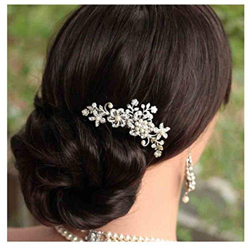 Olbye Silver Wedding Hair Comb Rhinestone Crystal Bridal Headpiece Pearl Hair Accessories for Bride and Bridesmaids Wedding Hair Piece Olbye Silver Wedding Hair Comb Rhinestone Crystal Bridal Headpiece Pearl Hair Accessories for Bride and Bridesmaids Wedding Hair Piece