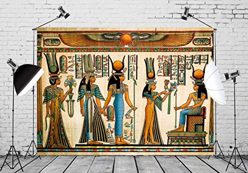 BELECO 7x5ft Egyptian Backdrop Queen Nefertari Making an Offering to Isis Nefertaris Tomb Painting Phtography Backdrop for Party Decorations Supplies Photoshoot Photo Background Props