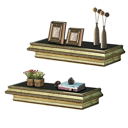 Floating Shelves Rustic Wood Floating Shelves for Wall Bedroom Decor, Wall Mount Display Rack for Bathroom, Living Room, Kitchen, Office and More?Set of 2