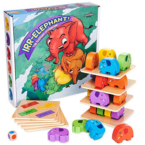 Imagination Generation Irr-Elephant -The Elephant Stacking Tower Game - Children's Tabletop Board Game for Kids and Toddlers - Wooden Block Dexterity for Fun Family Game Night and Early Learning Play