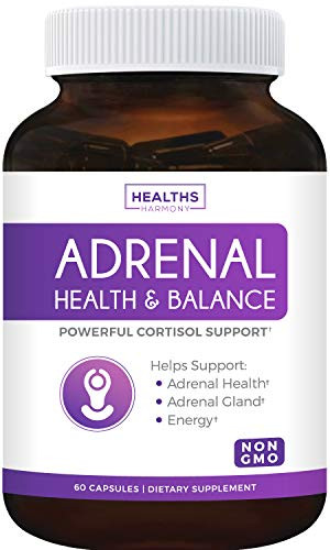Adrenal Support & Cortisol Manager (Non-GMO) Powerful Adrenal Health with L-Tyrosine & Ashwagandha - Maintain Balanced Cortisol Levels & Stress Relief - Fatigue Supplement - 60 Capsules