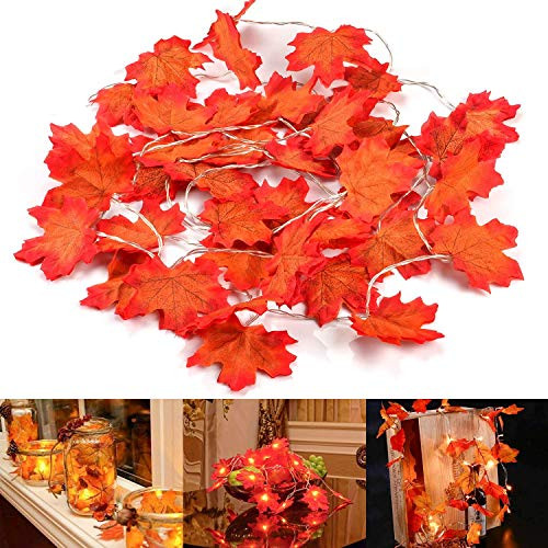 UNEEDE Fall Decor Maple Leaf String Light, 6.56ft /20 Led Maple Fairy Light 3AA Battery Powered Harvest Harvest Fall Garlands String Lights for Thanksgiving Halloween Christmas Birthday Decor