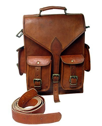 Leder_artesanía Brown Vintage Leather Backpack Laptop Messenger Bag Rucksack Sling for Men Women (11" x 15")