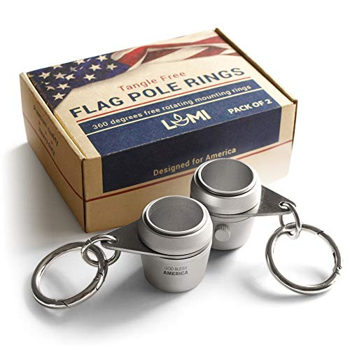 LUMI Flag Pole Rings Kit | 2 pcs | Rotating Adjustable Flag Clips for Flagpole, Hardware Clips for 0.75-1.02 in Poles | Aluminum and Stainless Steel Flag Mounting Rings, Flagpole Clips