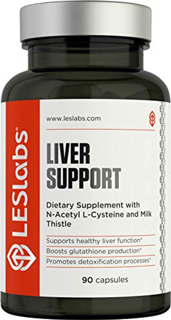 LES Labs Liver Support, Liver Cleanse Supplement for Healthy Liver Function, Detox & Glutathione Production with Milk Thistle, NAC & Dandelion, 90 Capsules