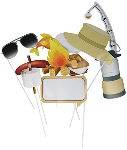 Creative Converting 329330 Party 10-Piece Photo Booth Prop Kit, Camp Out
