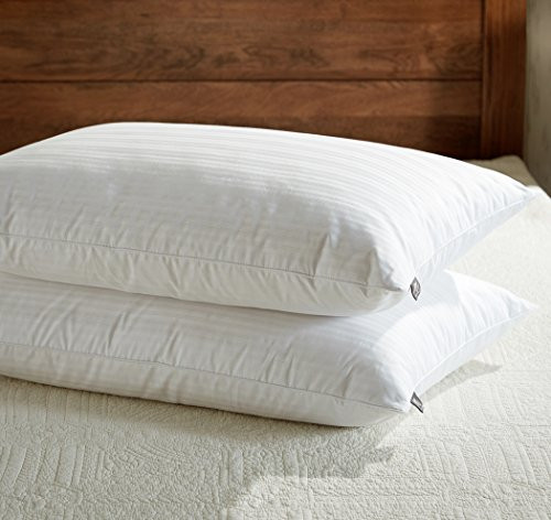 downluxe Goose Feather Down Pillow - Set of 2 Bed Pillows for Sleeping with Premium 100% Cotton Shell, Queen