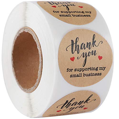 1.5" Round Kraft Thank You for Supporting My Small Business Stickers Custom Stickers/ 500 Labels Per Roll