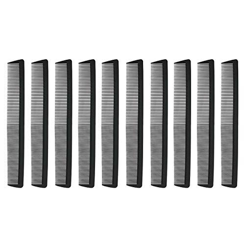 10 PCS Black Comb Hair Stylists Professional Styling Comb Set Carbon Fine Cutting Comb Carbon Fiber Hair Combs Heat Resisitant Teasing Comb for  All Hair Lengths