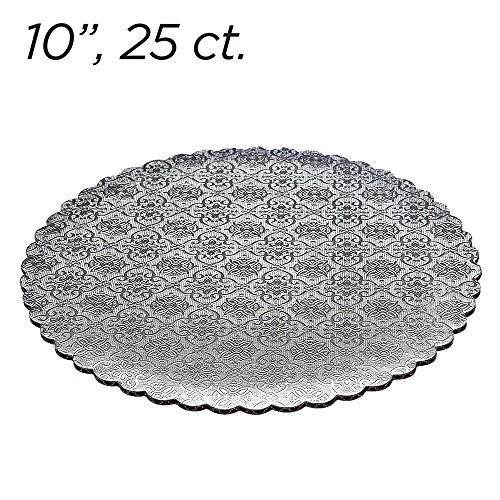 10" Silver Scalloped Edge Cake Boards, 25 ct