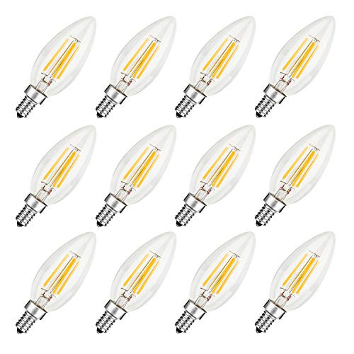 Dimmable LED Candelabra Bulb, LED Chandelier Bulb CA10 6W(60W Equivalent), E12 Base LED Light Bulb, 5000K Daylight, UL Listed(12 Pack)
