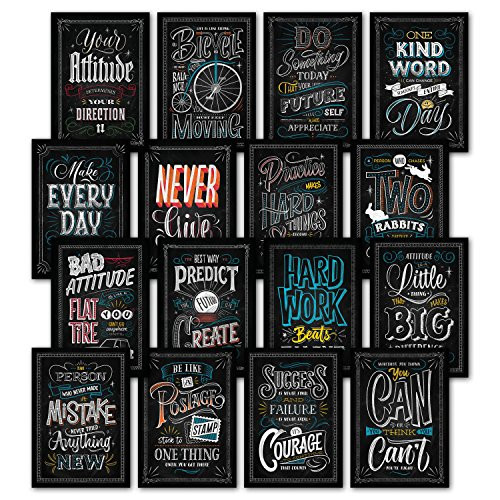 16 Inspirational Classroom Posters - Chalkboard Motivational Quotes for Students - Teacher Classroom Decorations 13 x 19 (Paper) 002