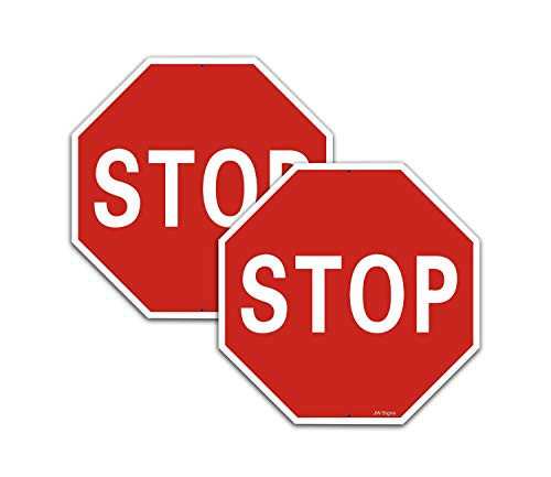 stop sign 2 pack street road slow warning reflective signs 12 x 12 40 mil rust free aluminum sign professional print weather resistant easy mounting warehousesoverstock