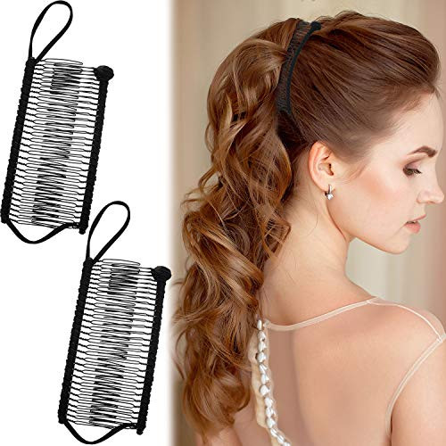 2 Pieces Banana Clip Comb Stretchy Banana Comb Hair Clips Multipurpose Hair Comb for Women Girls Thick Curly Hair (Black) 2 Pieces Banana Clip Comb Stretchy Banana Comb Hair Clips Multipurpose Hair Comb for Women Girls Thick Curly Hair (Black)