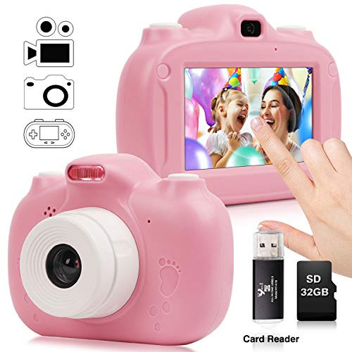 Kids Camera, 30MP Digital Camera for Kids Gifts, 3 Inch HD Touch Screen 1080P Digital Video Camera for Kids 3-10 Year Old Boys Girls with 32GB SD Card, SD Card Reader 2020 Upgrade (Pink) Kids Camera, 30MP Digital Camera for Kids Gifts, 3 Inch HD Touch Screen 1080P Digital Video Camera for Kids 3-10 Year Old Boys Girls with 32GB SD Card, SD Card Reader 2020 Upgrade (Pink)