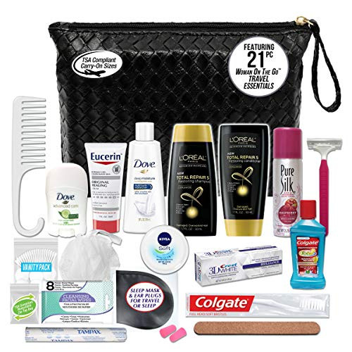 Convenience Kits International Womens Premium 21-Piece Assembled Necessities Travel Kit, Featuring: L'Oreal Paris Hair Products