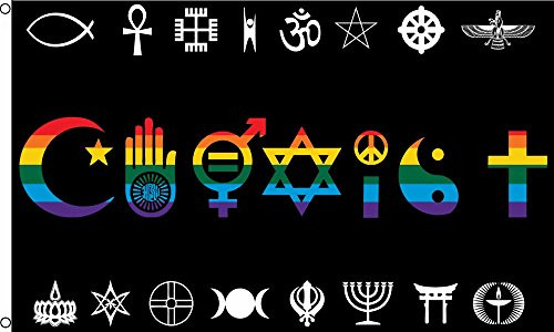 Quality Standard Flags Coexist Rainbow Polyester Flag, 3 by 5'
