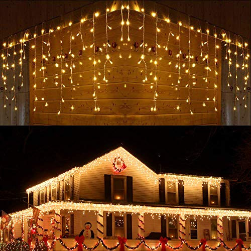 LED Icicle Lights,400 LED 39.4Ft 8 Modes with 80 Drops,Icicle Fairy Lights with Timer Function, Waterproof Connectable Outdoor String Lights for Holiday, Christmas, Wedding Decorations (Warm White) LED Icicle Lights,400 LED 39.4Ft 8 Modes with 80 Drops,Icicle Fairy Lights with Timer Function, Waterproof Connectable Outdoor String Lights for Holiday, Christmas, Wedding Decorations (Warm White)