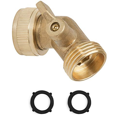 Morvat Hose Elbow Connector 45 Degree, Water Hose Elbow Connector, Brass Elbow Hose Connector, RV Hose Connector Elbow, Solid Brass Elbow Shaped Spigot with ON/Off Shutoff Valve