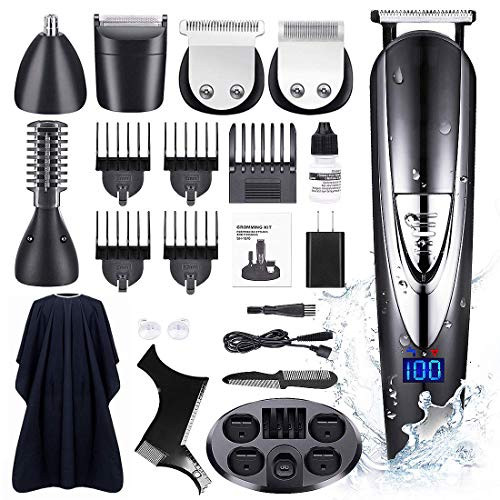 DIKANEO Beard Trimmer Hair Clipper Kit for Men, 10 in 1 Electric Trimmers Grooming for Nose Ear Facial Body Waterproof USB Rechargeable Mustache Cordless Precision Groomers DIKANEO Beard Trimmer Hair Clipper Kit for Men, 10 in 1 Electric Trimmers Grooming for Nose Ear Facial Body Waterproof USB Rechargeable Mustache Cordless Precision Groomers