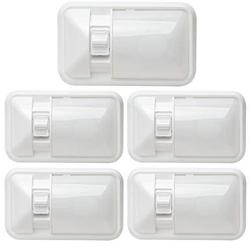 Leisure LED 5 Pack 12V RV Ceiling Dome Light RV Interior Lighting for Trailer Camper with Switch, Single Dome Frosted Lens 300LM (Frosted Lens Natural White 4000-4500K, 5-Pack)