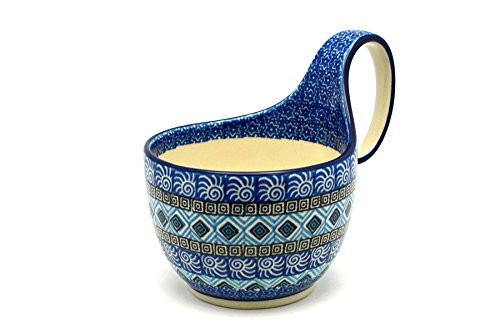 Polish Pottery Loop Handle Bowl - Aztec Sky