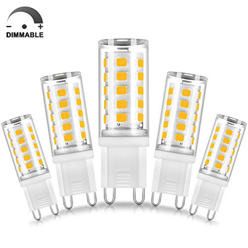 Ziomitus No Flicker Dimmable G9 Led Bulbs Replace 20W 25W 30W Halogen,G9 3W 3000k Warm White T3 T4 Clear Led,AC120V 0-100% Dimming G9 Led Bulbs 3W 300lm for Chandelier Ceiling Pendant Lighting,5PACK