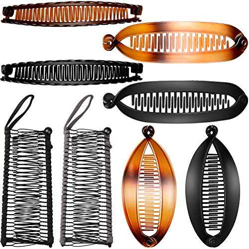 8 Pieces Banana Hair Clips Clincher Combs Large Vintage Banana Clips Comb Tool Multipurpose Hair Comb Double Combs Clip Claws for Women Girls Thick Curly Hair, 4 Styles (Black, Grey, Brown) 8 Pieces Banana Hair Clips Clincher Combs Large Vintage Banana Clips Comb Tool Multipurpose Hair Comb Double Combs Clip Claws for Women Girls Thick Curly Hair, 4 Styles (Black, Grey, Brown)