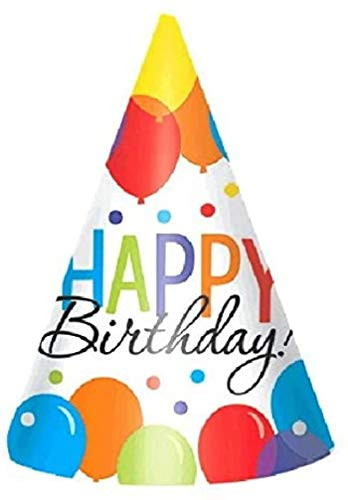 amscan Balloon Bash Party Hats Party Supplies, Multicolor, 7", 24ct