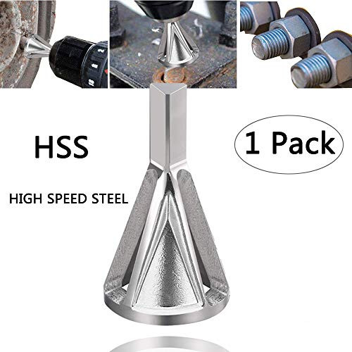 Deburring External Chamfering Tool, Chamfer Tool Deburring External Drill High Speed Stainless Steel Burr Removal Bit Quickly Repairs Damaged Metal External Chamfer Deburring Tool (Silver-1 Pack)