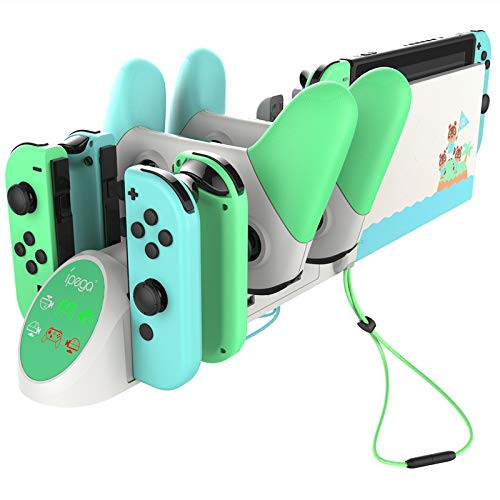 Charging Dock for Nintendo Switch, Charging Station for Nintendo Switch Joy Cons and Nintendo Switch Pro Controllers with LED Indicator - GreenWhite