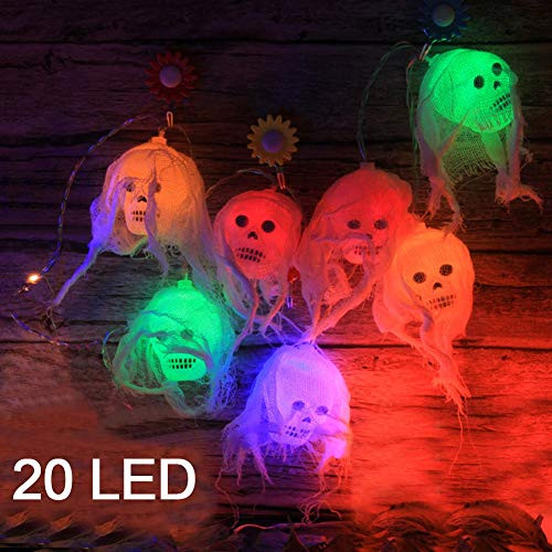 Optimisland Halloween Lights Decorations Halloween Skeleton Skull Lights 10ft 20 LEDs Battery Operated