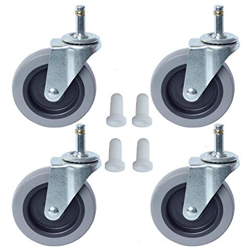 AAGUT 4 Inch Caster Replacement Swivel Stem 7/16"x 1-3/8" TPR Rubber Casters for Mop Buckets, Pack of 4