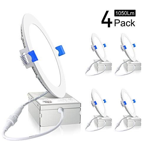 Ensenior 4 Pack 6 Inch Ultra-Thin LED Recessed Ceiling Light with Junction Box, 3000K Warm White, 12W 110W Eqv, Dimmable Can-Killer Downlight, 1050LM High Brightness - ETL and Energy Star Certified Ensenior 4 Pack 6 Inch Ultra-Thin LED Recessed Ceiling Light with Junction Box, 3000K Warm White, 12W 110W Eqv, Dimmable Can-Killer Downlight, 1050LM High Brightness - ETL and Energy Star Certified