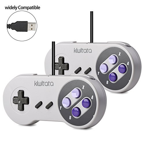 2X SNES USB Controller Gamepad , kiwitatá Retro Classic USB Super NES Wired Game Controller Joystick for Windows PC Mac Raspberry Pi