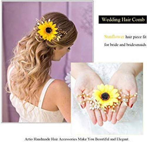 Jakawin Bride Wedding Hair Comb Gold Flower Girls Bridal Hair Accessories Hair Piece for Women and Girls HC003