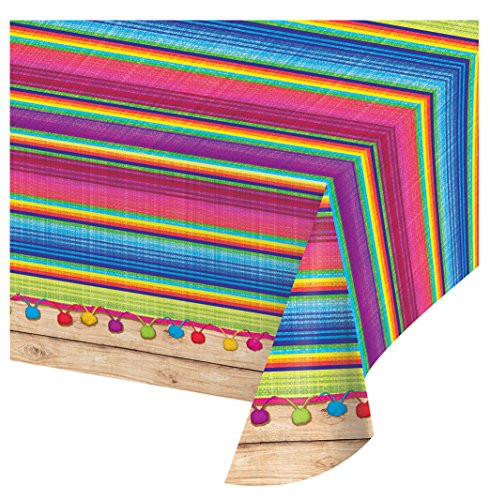 Creative Converting All Over Print Plastic Table Cover, 54 x 102, Serape