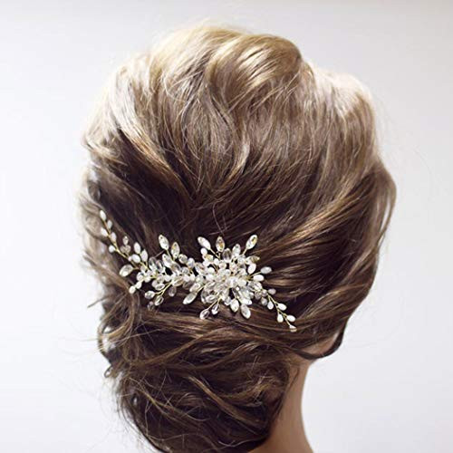 Earent Bride Wedding Crystal Hair Comb Silver Flower Bridal Hair Pieces Pearl Hair Accessories for Women and Girls Earent Bride Wedding Crystal Hair Comb Silver Flower Bridal Hair Pieces Pearl Hair Accessories for Women and Girls
