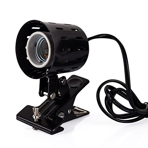 REPTI ZOO Reptile Lamp Holder,360-degree Rotating Adjustable Clamp Lamp Fixture for Habitat Lighting & Heat Lamp