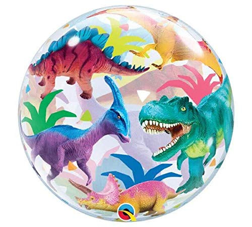 Bubble Balloon 22" Qualatex Colorful Dinosaurs, Multicolor